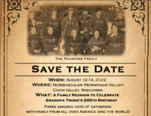 Picture of the Save the Date form for the 2022 Lindevig gathering